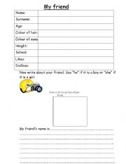 English worksheet: My friend -guided writing