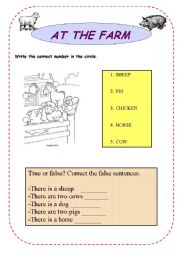 English worksheet: At the farm