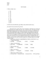 English worksheet: test paper