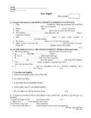 English worksheet: test