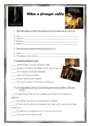 English Worksheet: When a stranger calls 2006