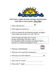 English worksheet: Fun Energizer, Review and Interactive Worksheet - Beginner