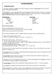 English Worksheet: LETTER-WRITING