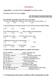English Worksheet: Prepositions