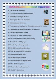 English Worksheet: PRACTICE OF THE PASSIVE VOICE IN THE PRESENT SIMPLE AND SIMPLE PAST. YOLANDA