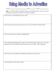 English Worksheet: Advertisement or Media