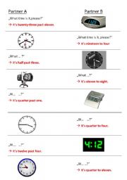 English worksheet: what time is it, please?