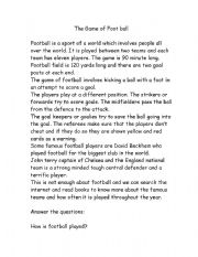 English Worksheet: the game of football