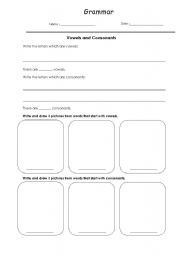 English worksheet: Vowels and Consonants