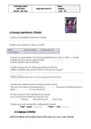 English Worksheet: Mid Term Test2 8th form