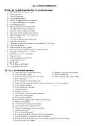 English Worksheet: Idiomatic expressions 