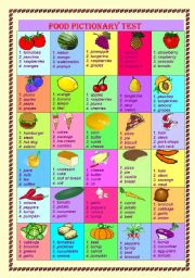 English Worksheet: Food Pictionary Test