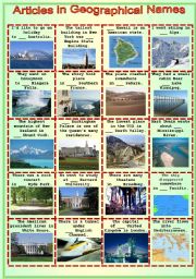 English Worksheet: Articles in geographical names - a  test