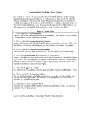 English Worksheet: Vocabulary using context clues