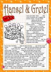 HANSEL AND GRETEL READING (the simple past tense) (two pages) (editable)