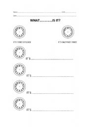 English worksheet: what is the time? Ws to review time