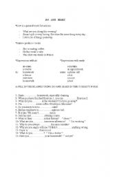 English worksheet: do and make