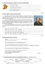 English Worksheet: Garfield. Back to school test.