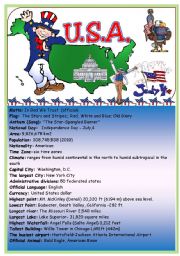 English Worksheet: Speak about English-speaking countries: The USA