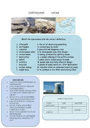 English Worksheet: EARTHQUAKE JAPAN