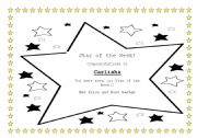English Worksheet: Star of the week certificate
