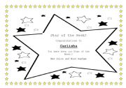 English worksheet: Star of the week certificate