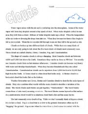 English Worksheet: Clouds