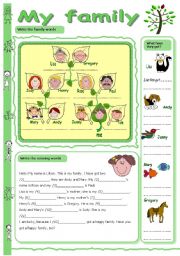 English Worksheet: My family