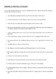 English Worksheet: Errors in written english #1