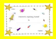 English Worksheet: Fantastic Spelling Award