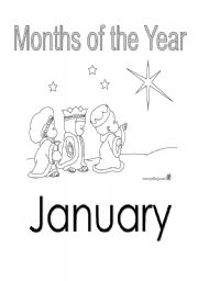 English Worksheet: color the months of the year