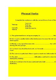 English worksheet: phrasal verbs 