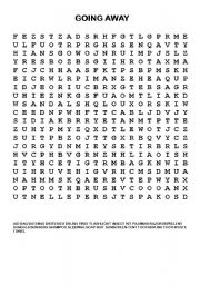 English worksheet: Wordsearch - Going Away