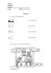 English Worksheet: Exercise about GREETINGS AND FAMILY