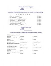 English Worksheet: Parts of Speech Quiz