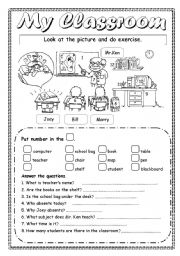 English Worksheet: My classrrom