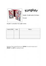 English worksheet: Konglish!