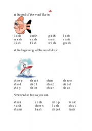 English Worksheet: main rules for reading (SH)