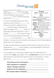 Thanksgiving History Worksheet