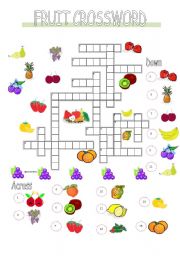 English Worksheet: FRUIT CROSSWORD