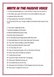 English Worksheet: 49 passive voice sentences with key. Yolanda