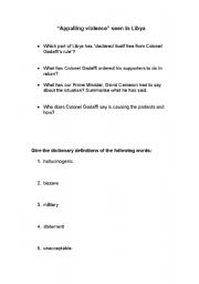 English worksheet: Libya Conflict