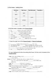 English Worksheet: Revision of verb tenses