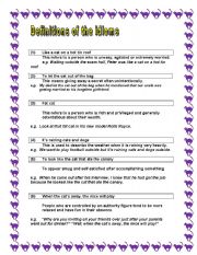 English Worksheet: CAT IDIOMS (Part 2)