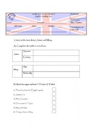 English Worksheet: Listening test 5th