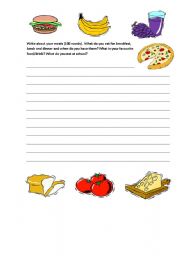 English Worksheet: Writing task about meals