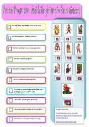 English Worksheet: Present Progressive Exercise-Match the pictures to the sentences