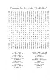 English worksheet: School facilities: Wordsearch