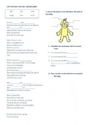 English Worksheet: Song activity parts of the body