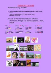 English Worksheet: Famous colours (names of people, fictional characters, things)